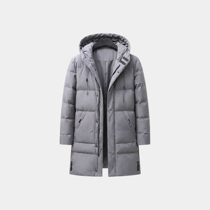 Ridgeway men's quilted hooded parka in Gray 1