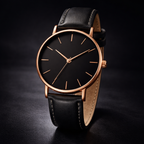 Harper men's minimalist round watch in Black Dial and Black Band 1