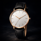 Harper men's minimalist round watch in White Dial and Black Band 1
