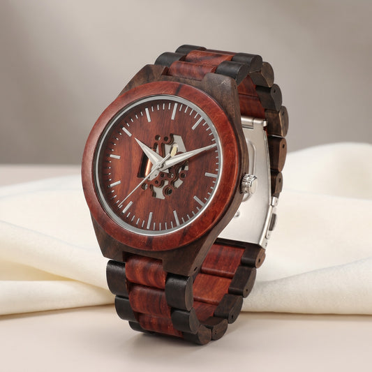 Hartley men's wood-grain analog watch hero product only in Red Brown 0