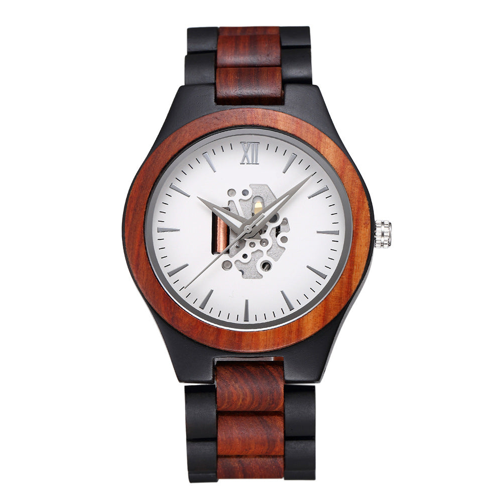 Hartley men's wood-grain analog watch in Red with White Dial 1