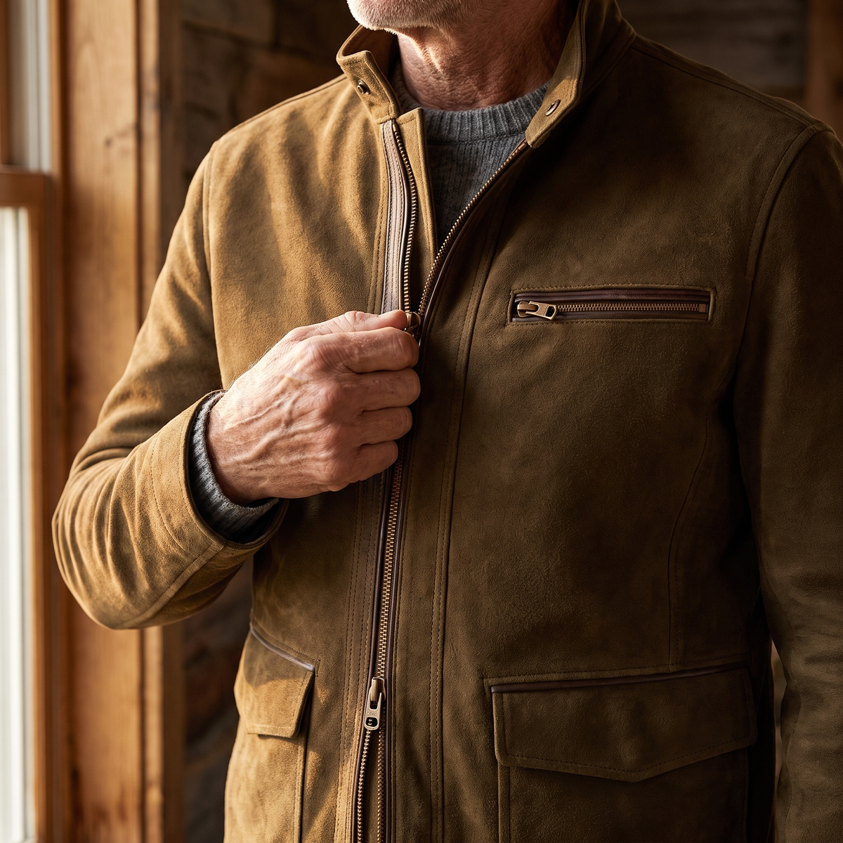Whitmore suede field jacket in Brown 3