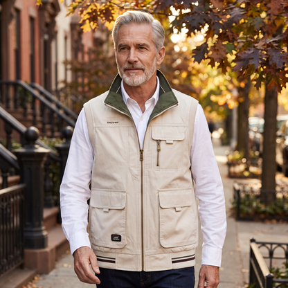 Harlan utility vest in Beige/green 2