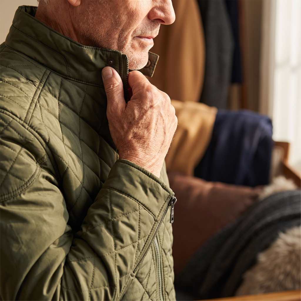 Everett quilted bomber jacket in Olive 3
