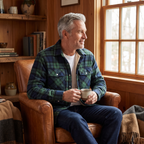 Callum flannel shirt jacket in Green 4