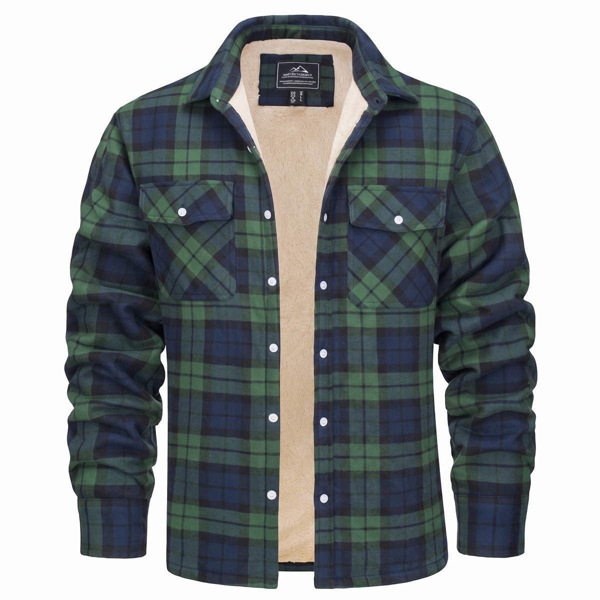 Callum flannel shirt jacket in Green 1