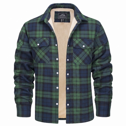 Callum flannel shirt jacket in Green 1