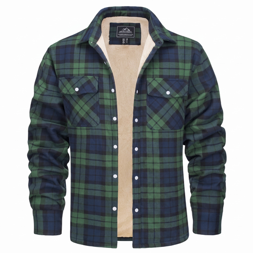 Callum flannel shirt jacket in Green 1