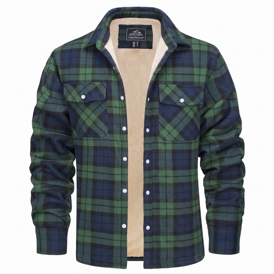 Callum flannel shirt jacket in Green 1