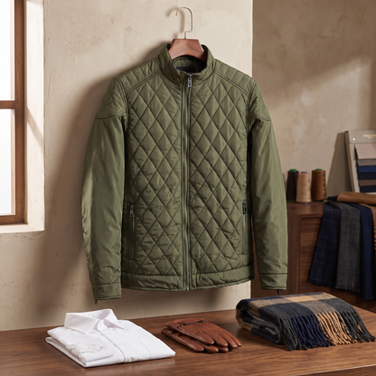 Everett quilted bomber jacket in Olive 5