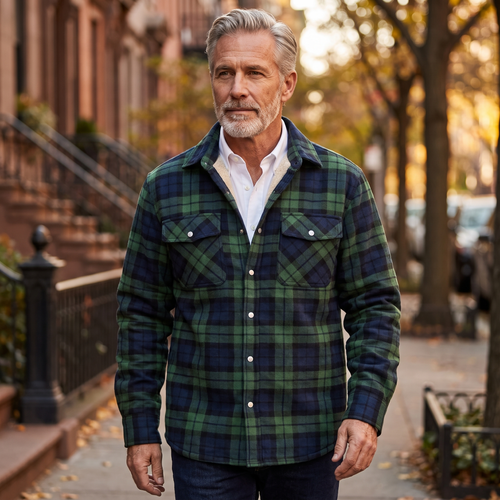 Callum flannel shirt jacket in Green 2