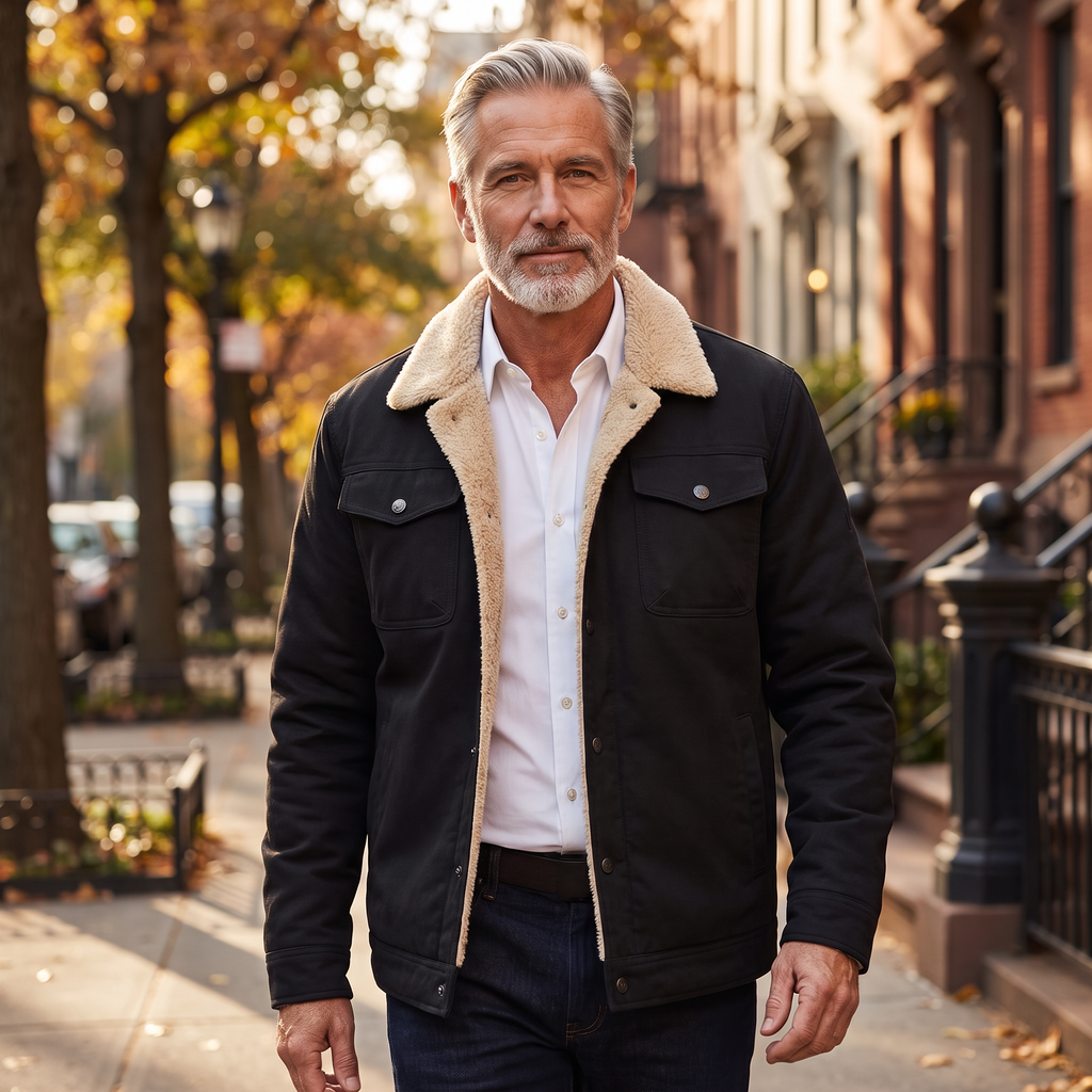 Lennox sherpa lined jacket in Black 2