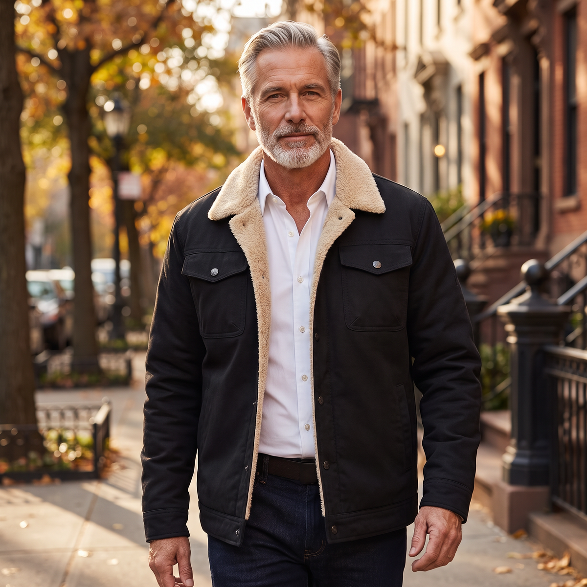 Lennox sherpa lined jacket in Black 2