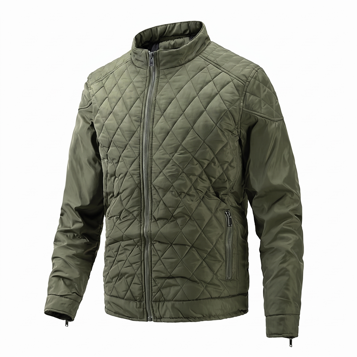 Everett quilted bomber jacket in Olive 1