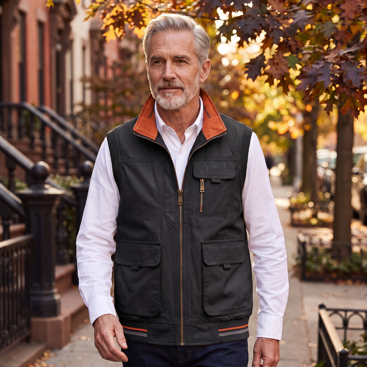Harlan utility vest in Black/orange 2