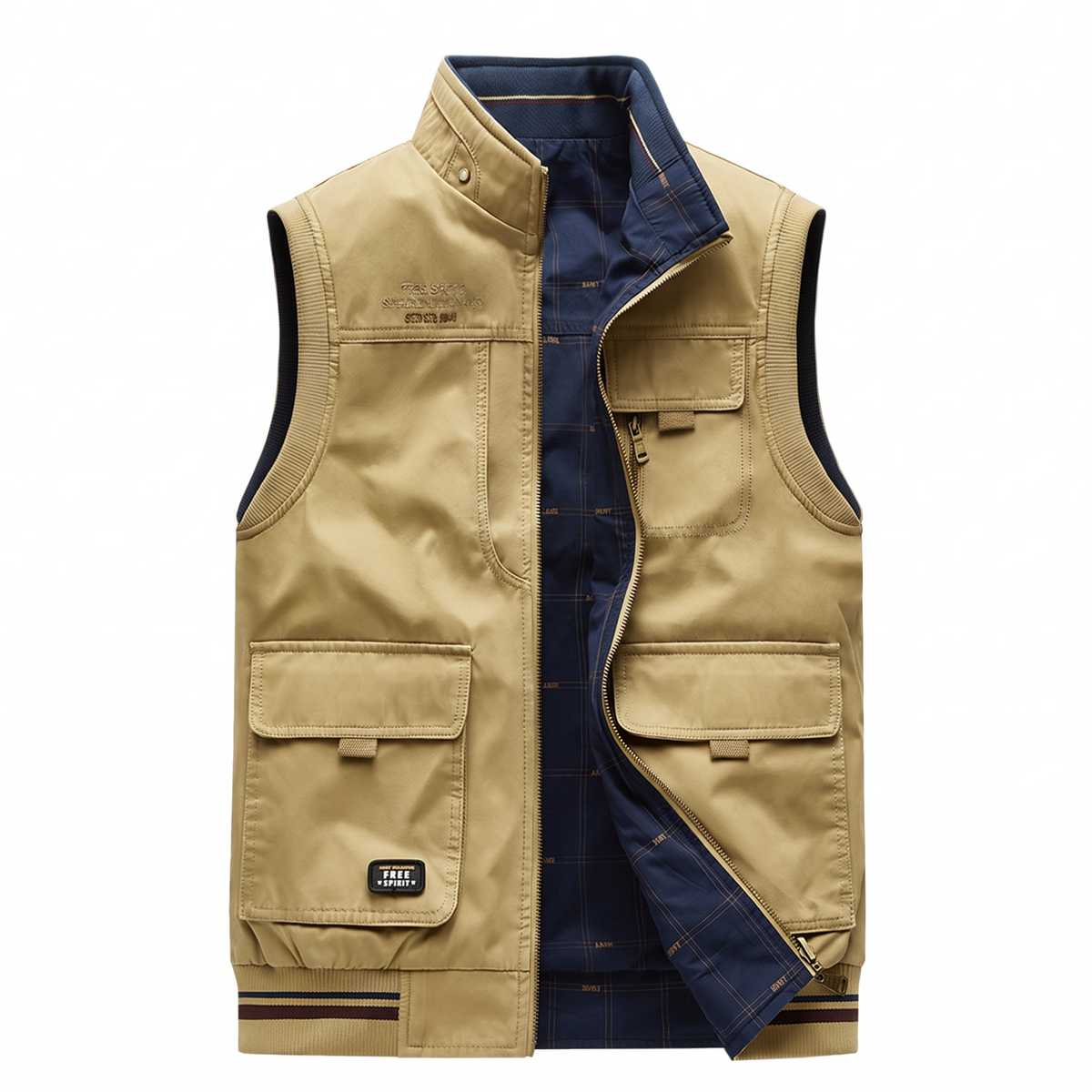Harlan utility vest in Khaki/blue 1