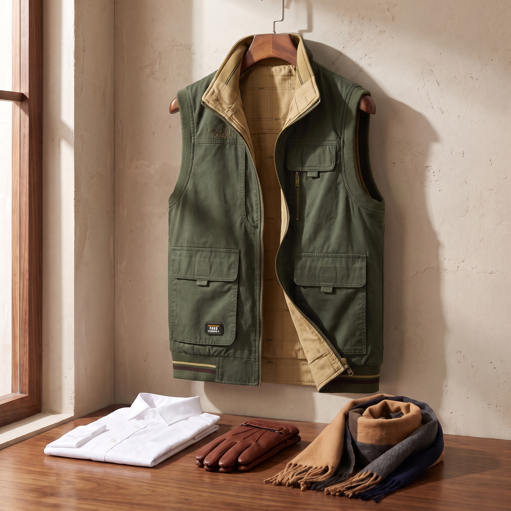 Harlan utility vest in Green/khaki 5