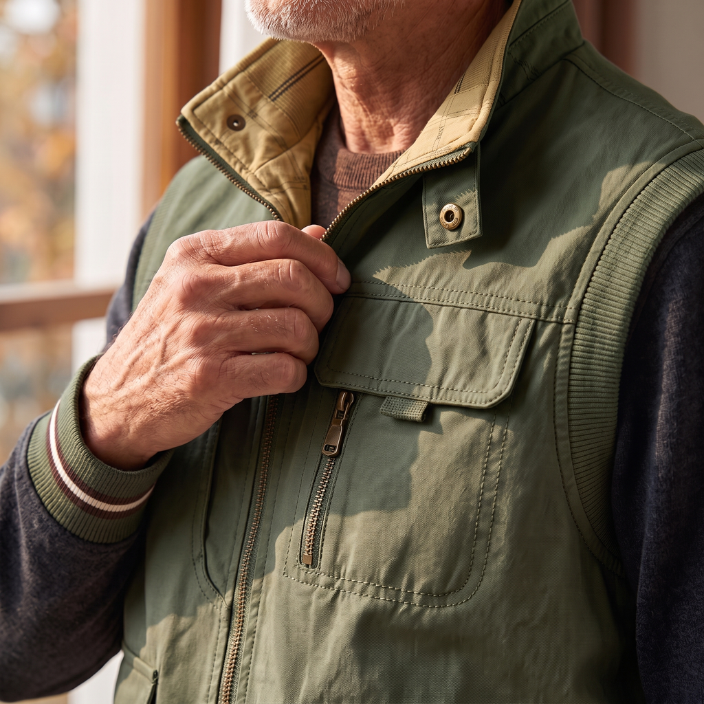 Harlan utility vest in Green/khaki 3