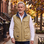 Harlan utility vest in Khaki/blue 2