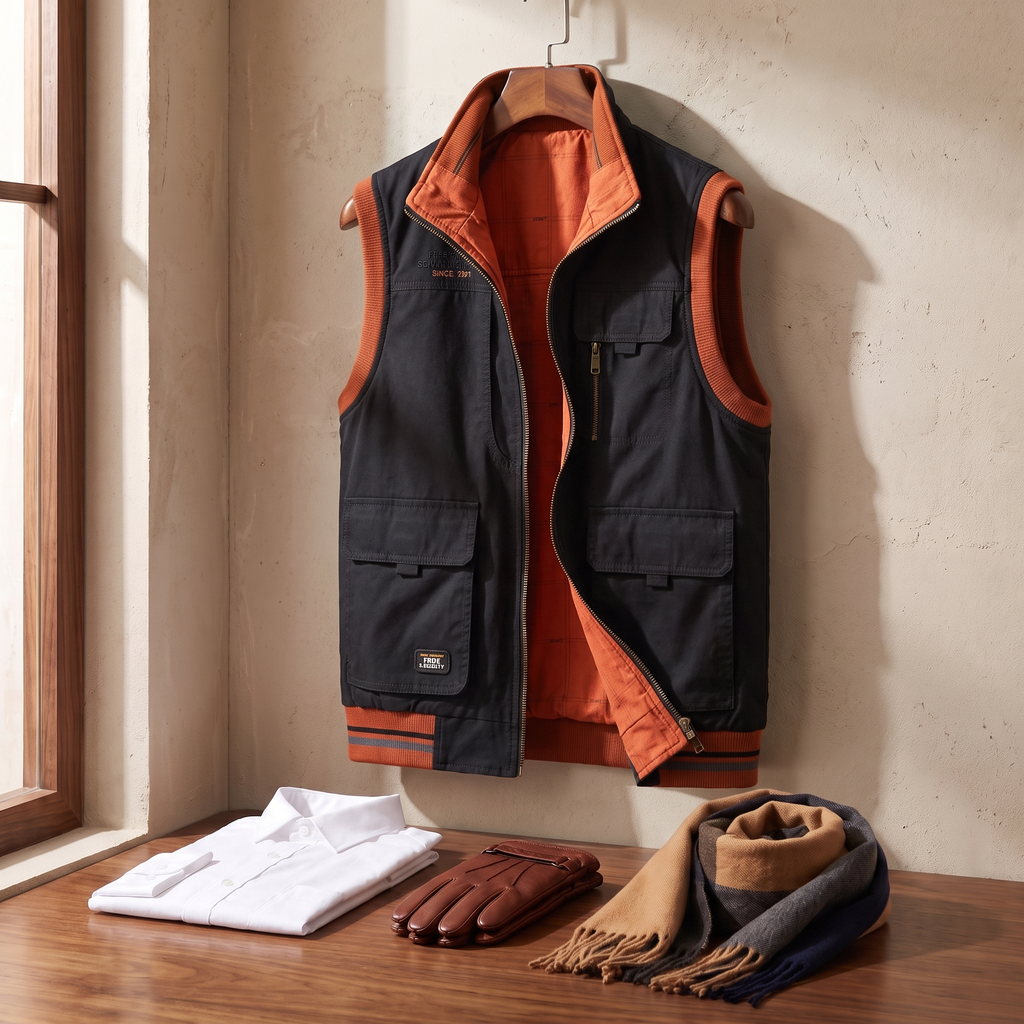 Harlan utility vest in Black/orange 5
