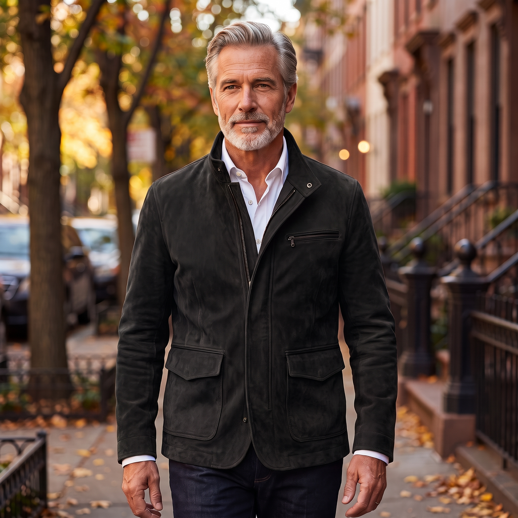 Whitmore suede field jacket in Black 2