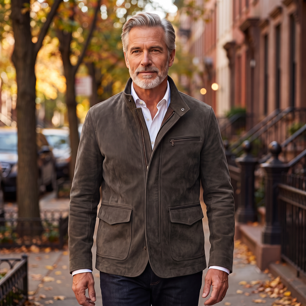 Whitmore suede field jacket in Gray 2