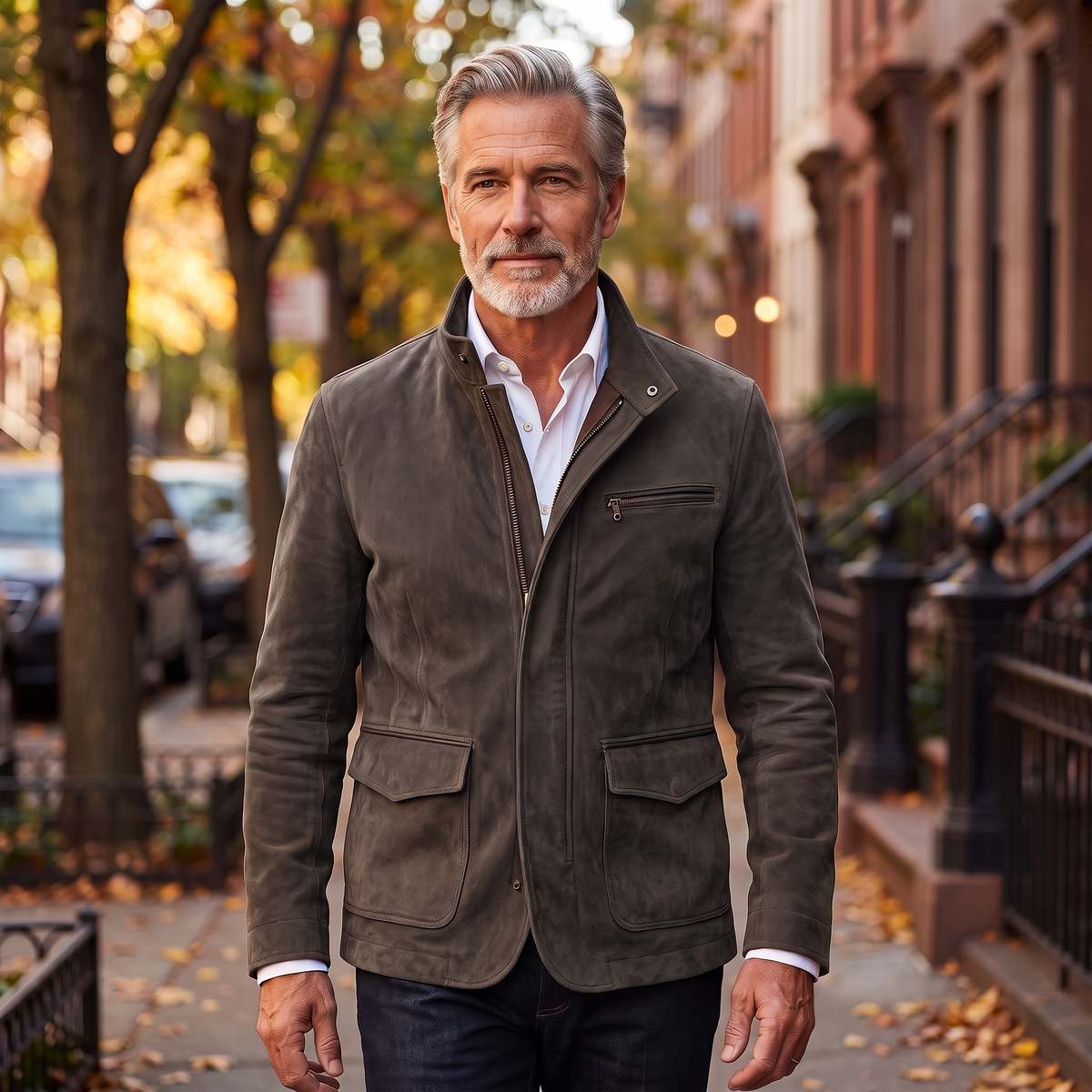 Whitmore suede field jacket in Gray 2