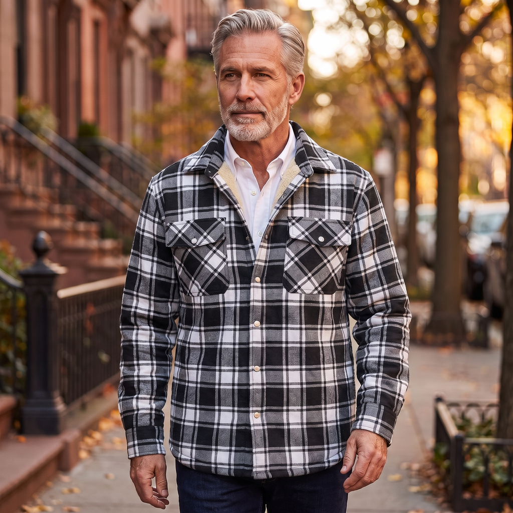 Callum flannel shirt jacket in Black 2