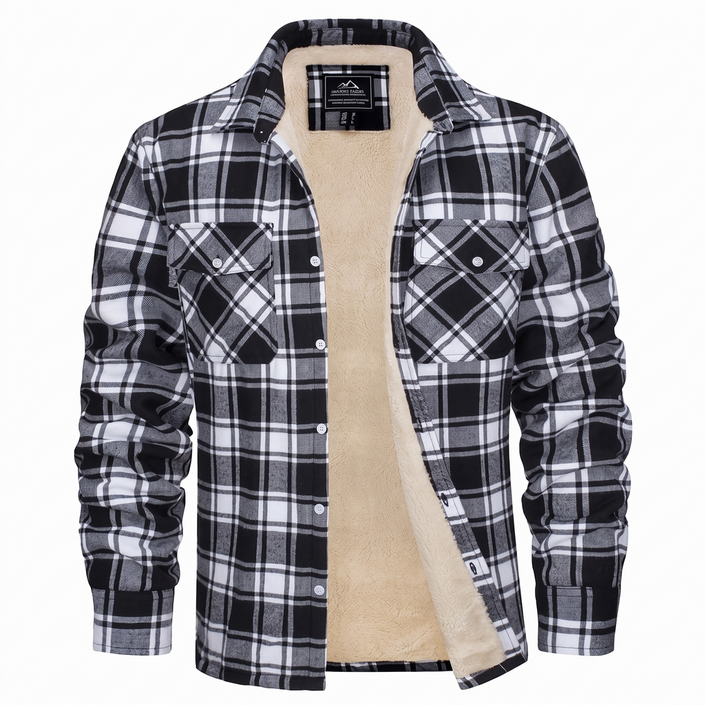 Callum flannel shirt jacket in Black 1