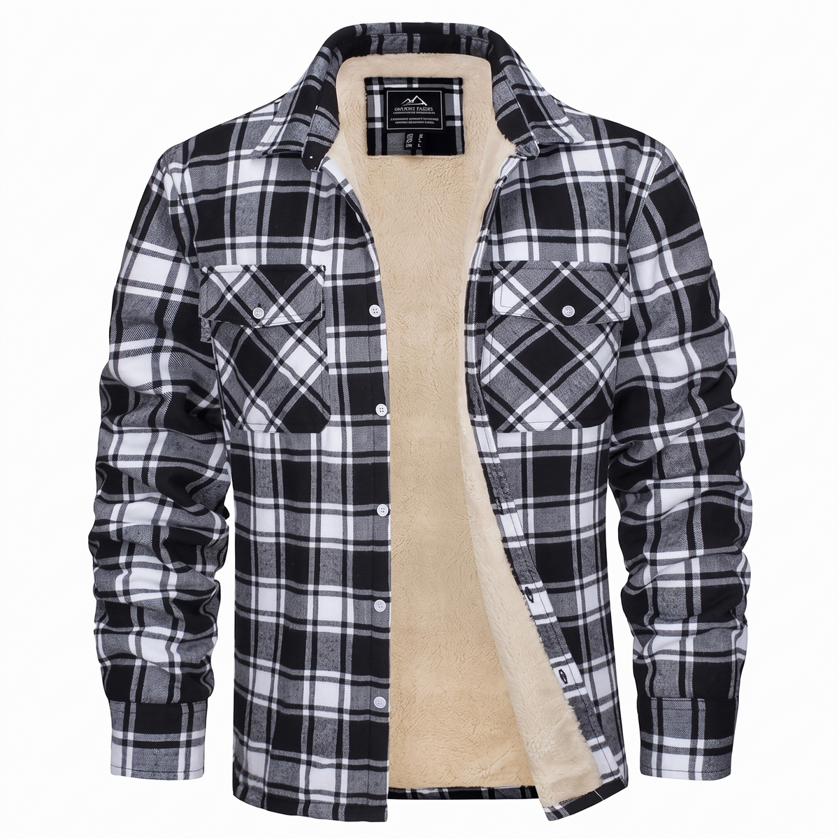 Callum flannel shirt jacket in Black 1