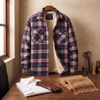 Callum flannel shirt jacket in Red 5