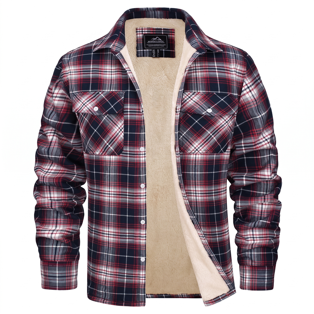 Callum flannel shirt jacket in Red 1
