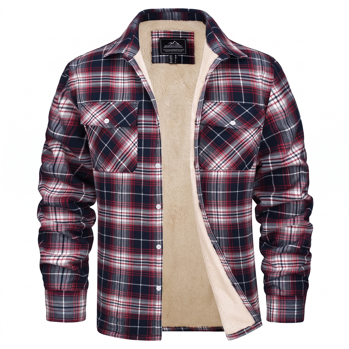 Callum flannel shirt jacket in Red 1