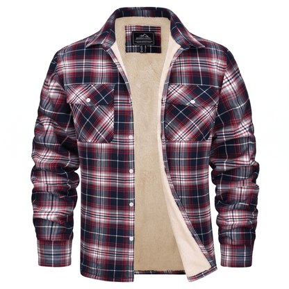 Callum flannel shirt jacket in Red 1