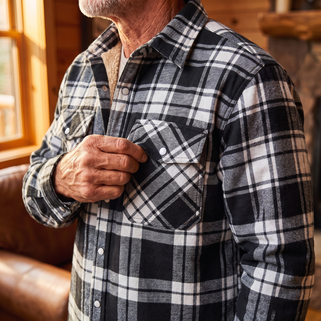 Callum flannel shirt jacket in Black 3