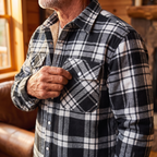 Callum flannel shirt jacket in Black 3