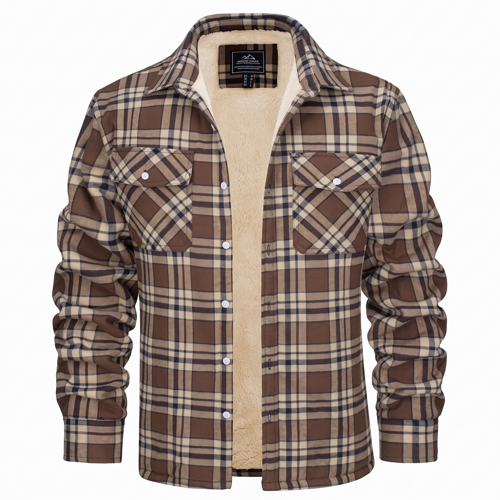 Callum flannel shirt jacket in Brown 1