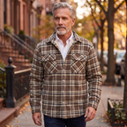 Callum flannel shirt jacket in Brown 2