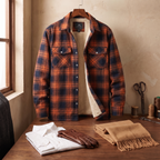 Callum flannel shirt jacket in Orange 5