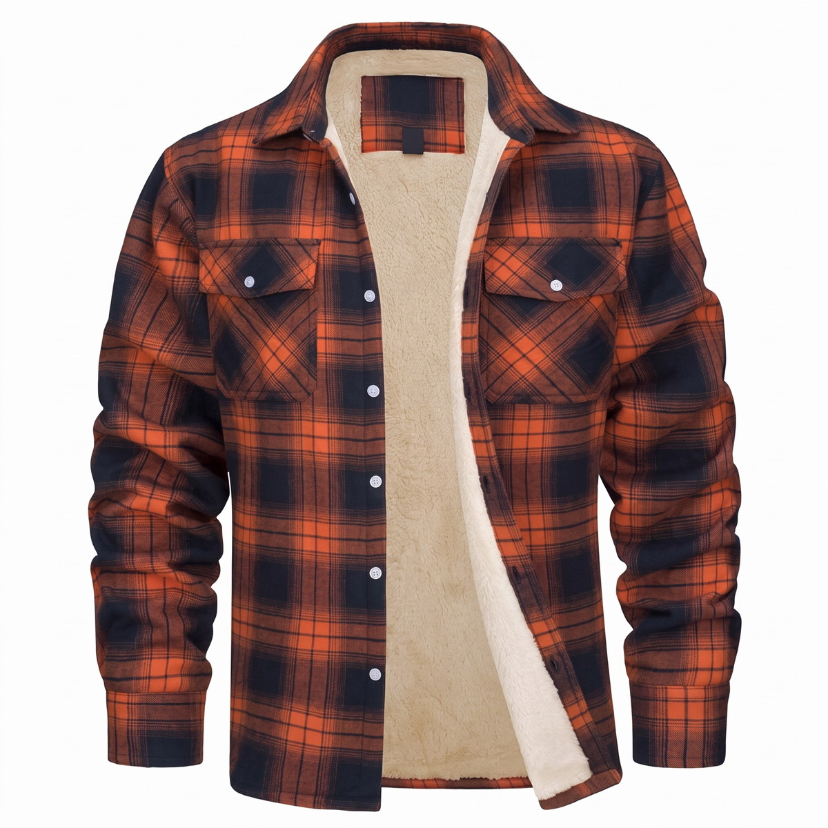 Callum flannel shirt jacket in Orange 1