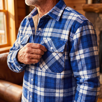 Callum flannel shirt jacket in Blue-Grey 3