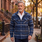 Callum flannel shirt jacket in Blue-Grey 2