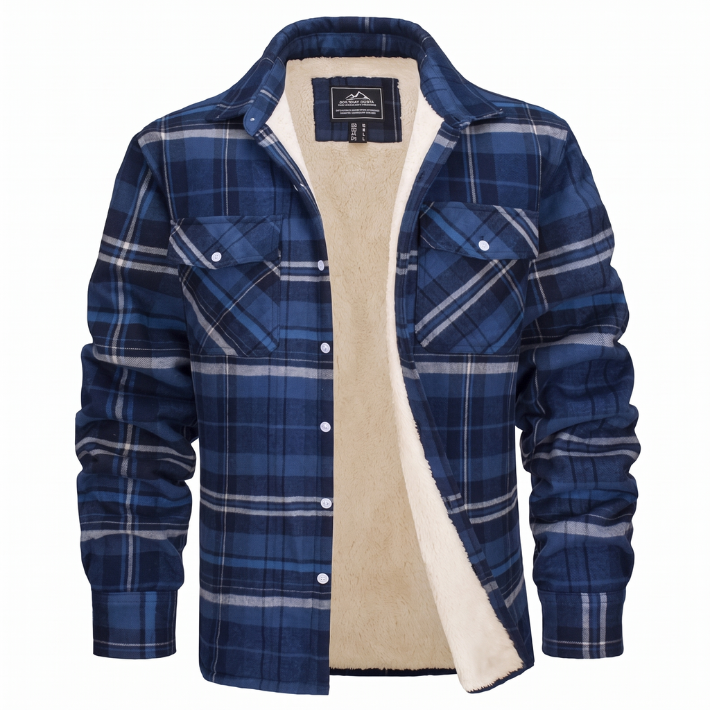 Callum flannel shirt jacket in Blue-Grey 1