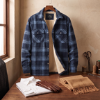 Callum flannel shirt jacket in Grey-blue 5