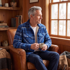 Callum flannel shirt jacket in Blue-Grey 4