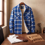 Callum flannel shirt jacket in Blue-Grey 5
