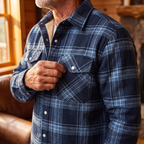 Callum flannel shirt jacket in Grey-blue 3