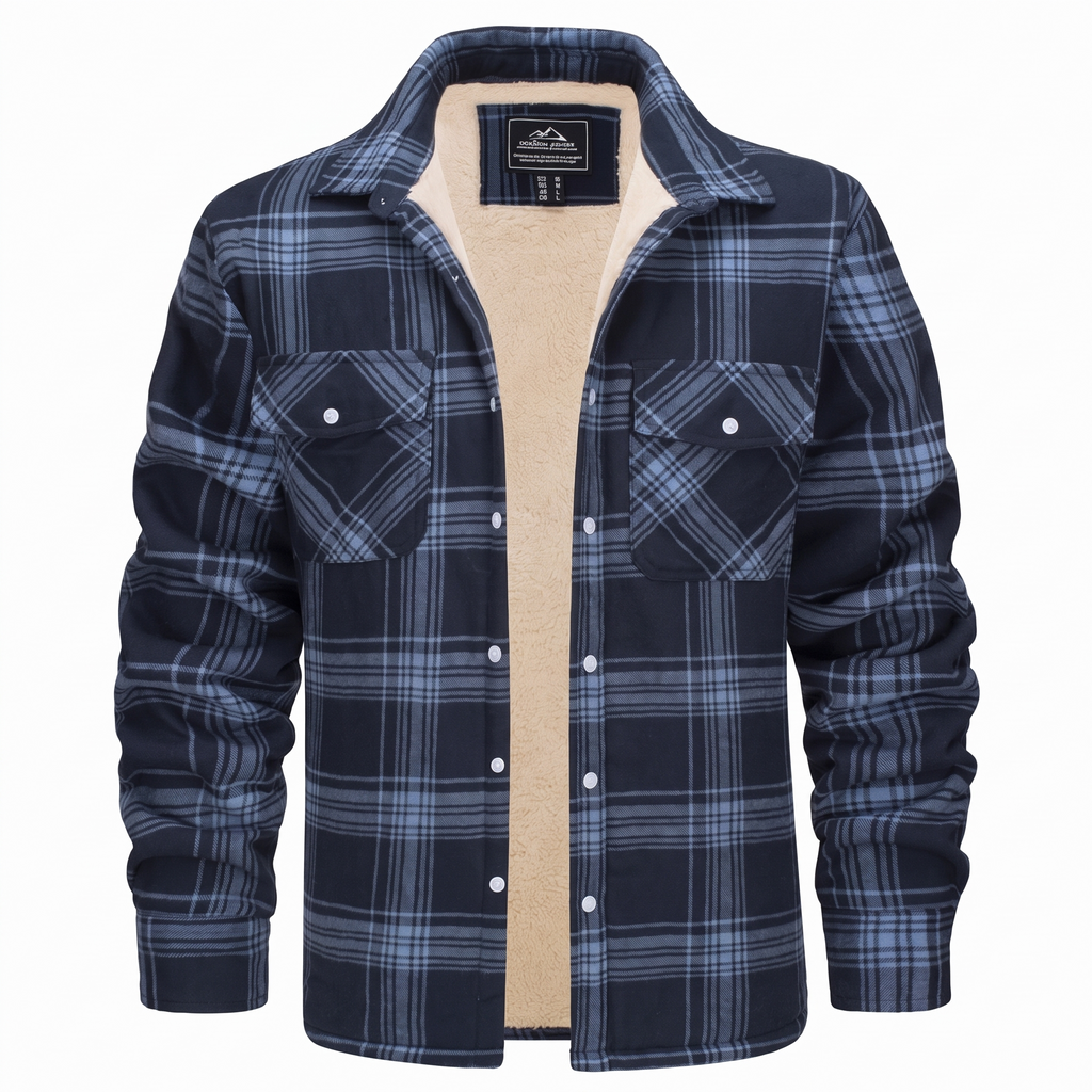 Callum flannel shirt jacket in Grey-blue 1