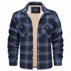 Callum flannel shirt jacket in Grey-blue 1