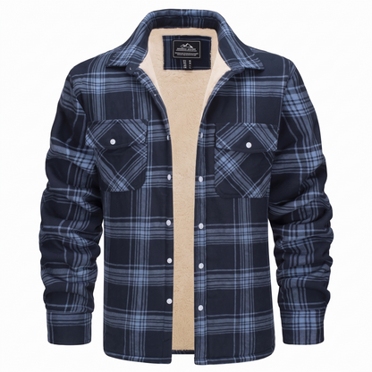 Callum flannel shirt jacket in Grey-blue 1